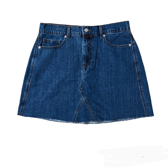 Old Navy Blue Denim Raw Hem Mini Skirt Size 10 - Picture 1 of 5